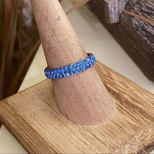 Stainless Steel Top Grade Tanzanite Crystal Ring Size 7,8,9,10